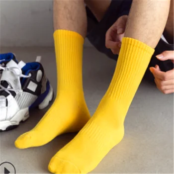 Vyriškos kojinės vientisos spalvos sutirštės vidutinio ilgio medvilnės kojinės visiems medvilnės, sportinės kojinės rankšluostį apačioje plius dydis atsitiktinis terry kojinės
