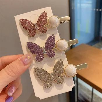 Naujas Moterų, Mergaičių Mielas Crystal Butterfly Plaukų Segtukai Saldus Pasakų Plaukų Papuošalas Įrašą Ekrano Užsklandą Mada, Plaukų Aksesuarai