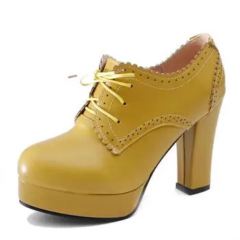 SaraIris batų nėrinių Brogue Aukšti Kulniukai Siurbliai Moterų 2020 M. Atsitiktinis Šalies Ponios Siurbliai Platforma Kietas Pavasario Bateliai