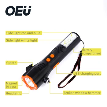 LED, COB Žibintuvėlis, Darbas Šviesos, Saulės Magnetinis Auto Gelbėjimo Plaktukas USB Įkrovimo Potvynių Lempos Automobilių Saugos Žibintuvėlis Nešiojamų Apšvietimas
