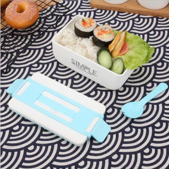 ONEUP Japonų Stilius Paprastas Priešpiečių Dėžutė Dvigubo Sluoksnio Eco-Friendly Bento Box 2000ml Maisto Konteineryje Microwavable Maisto Parduotuvė Atveju