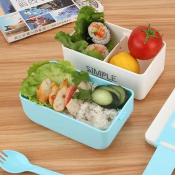 ONEUP Japonų Stilius Paprastas Priešpiečių Dėžutė Dvigubo Sluoksnio Eco-Friendly Bento Box 2000ml Maisto Konteineryje Microwavable Maisto Parduotuvė Atveju