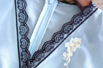 High-end Vasaros Akių Mezgimas Nėriniai Suknelė Etninės Retro Stiliaus Elegantiškas Siuvinėjimo Slim V-kaklo Šalis Suknelė S-XL