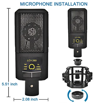 USB Profesionalus Mikrofonas Didelė Diafragma įrašų Studijoje Įrašymo Tinklo Inkaro Gyvo Dainavimo Kompiuterio Kondensatoriaus Mikrofonas