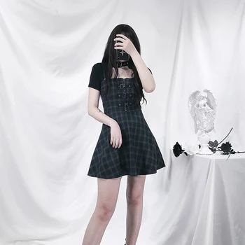 2020 m. Vasarą prancūzijos Šviesą Seksualus Suspender Suknelė Cool Pledas Plonas Juosmens Suspender Suknelė Moterims-line Elegantiška Suknelė