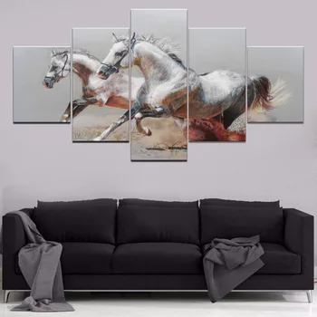 Sienos Menas Drobė Plakatas Kambarį Dekoratyvinis 5 vnt Naftos Paveikslai HD Spaudinių Abstrakčiai Gyvūnų Arklių Modulinės Nuotraukas Sistemą