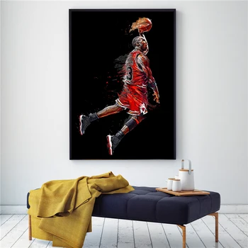 Abstraktusis Menas, Tapyba, Plakatas Plaukioja Slam Dunk Basketball Sienos Nuotrauka Papuošti Kambarį, Miegamąjį Sporto Drobė