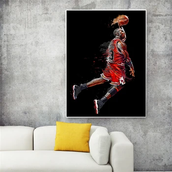 Abstraktusis Menas, Tapyba, Plakatas Plaukioja Slam Dunk Basketball Sienos Nuotrauka Papuošti Kambarį, Miegamąjį Sporto Drobė