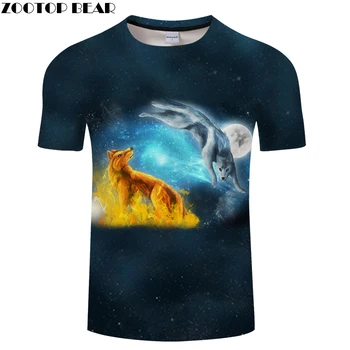 Gyvūnų marškinėlius Golden Wolf marškinėliai 3D Vyrų t-shirt Streatwear Tee Galaxy Viršuje Atsitiktinis Camiseta Trumpas Rankovės Mėnulis DropShipZOOTOPBEAR