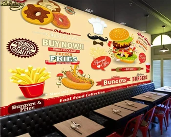 Beibehang Užsakymą foto tapetai, freskos Europoje ir rankomis dažyti burger greito maisto restoranas fono sienos papel de parede