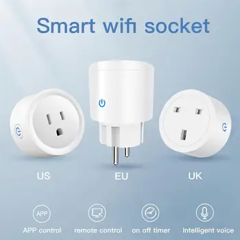 WiFi Smart Plug kištukinis Lizdas Su Elektros Energijos Monitorius ES Standartas Multi Plug Tuya APP Kontrolės Darbai Alexa 