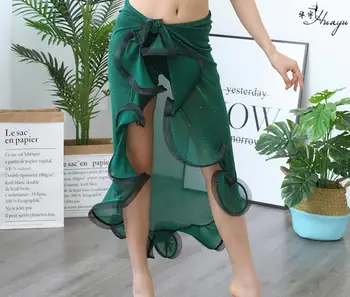 Pilvo Šokio Kostiumas Moterims Pilvo Šokių Sijonas Wrap Hip-Skara Su Ruffles Pusėje Ritininės Tamsiai Žalia Korėja Dizainas