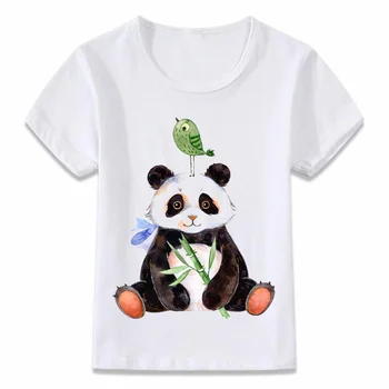 Vaikiški Drabužiai Marškinėliai Mielas Panda Valgyti Bambuko Katė Pelėda Vaikų marškinėliai Berniukams ir Mergaitėms Bamblys Marškinėliai Tee oal068