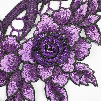 1pc Violetinė, Siuvinėta Gėlių Nėrinių Iškirpte Audinio 