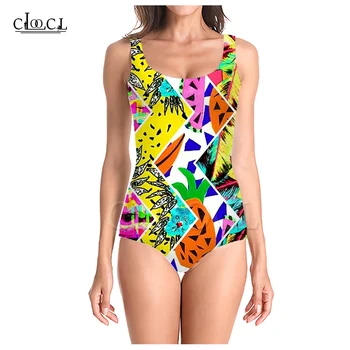 CLOOCL Naujausias Mados Vaisių, Ananasų 3D Spausdinimo Merginos vientisas maudymosi kostiumėlis Plaukimo Maudymosi Kostiumą, Rankovių Slim Seksualus maudymosi kostiumėlis
