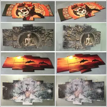 HD Atspausdinta 5 Gabalo Drobės Meno Saulėlydį Golfo aikštynas Tapybos Raudona Vėliava Sienos Nuotraukas, Gyvenamasis Kambarys, Nemokamas Pristatymas CU-1872B