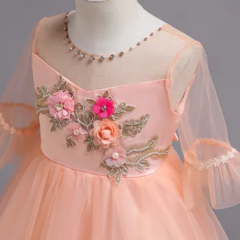 BH726#Kamuolys Suknelė violetinė Gėlių mergaičių Suknelės Europos, Amerikos trumparankoviai siuvinėtos vaikų princesė dress 2018 m. didmeninės