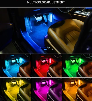 Automobilio LED Juostelės Šviesos Daugiaspalvis Muzikos Automobilio Salono Šviesos diodų (LED) Pagal Brūkšnys Apšvietimo Rinkinys su Garso Aktyvi Funkcija