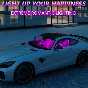 Automobilio LED Juostelės Šviesos Daugiaspalvis Muzikos Automobilio Salono Šviesos diodų (LED) Pagal Brūkšnys Apšvietimo Rinkinys su Garso Aktyvi Funkcija