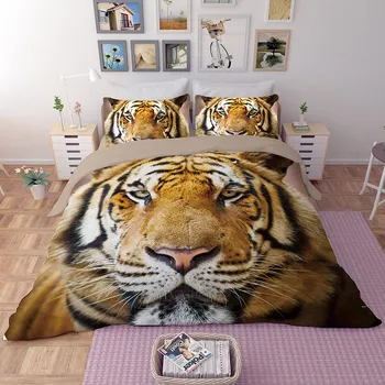 Naujas stilius Baisus Tigras Patalynės Komplektai 3pcs minkšta, Geros kokybės Suaugusiųjų rudos spalvos patalyne, antklode padengti antklodė padengti pagalvių užvalkalai