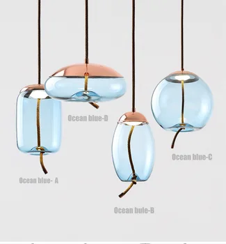 Modernus nordic stilių art deco stiklo loft pakabukas lempa, mėlyna pilka transprant gintaro neprivaloma pakabukas šviesos kambarį prieškambario