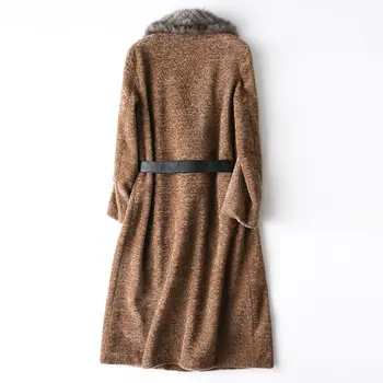 2020 Prabanga Avių Kailių Paltai Moterų Storio Žiemos Striukė Moterims, Vilnos Paltukai Natūralaus Audinės Kailio Apykaklės Ilgai Slim Outwear 17069