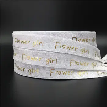 5Yards 16mm Aukso spausdinti Gėlių Mergaitė Kartus per elastinės juostos Vestuvių šalis dekoro Priedai