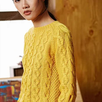 Rankų darbo grynos vilnos Oneck trikotažo moterų mados slim susukti tvirtą H-tiesiai trumpas megztinis (puloveris), vieną&daugiau dydis