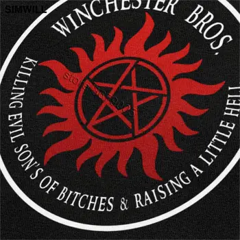 Tendencija Winchester Bros Apsaugos Symbal Žiedas T Marškinėliai vyriški Vasaros Medvilnė Tee Apvalios Apykaklės Trumpas Rankovės Antgamtinių T-Shirt