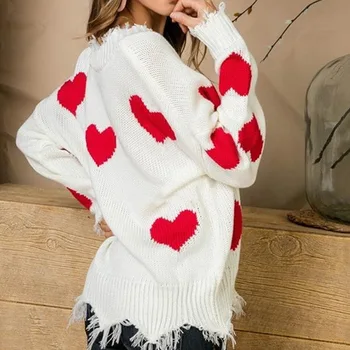 Rudenį, žiemą Megzti Megztinis Moterims 2019 mezgimo Patinka susiuvimo V-kaklo džemperis moterims Puloveriai) su ilgomis rankovėmis ponios laisvas megztinis