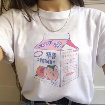 Moterų marškinėliai Animacinių filmų Persikų Modelio Spausdinimo Juokinga T-Shirt Moterims, O-Kaklo trumpomis Rankovėmis Atsitiktinis Mielas Marškinėlius Viršūnes Moterų Drabužiai