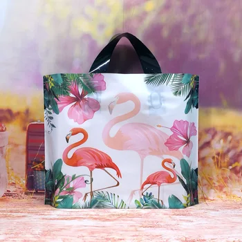 50pcs Flamingo Plastikinis Maišelis su rankena Šalies Dovanų Maišą Drabužių Pirkinių Krepšys dovanų pateikti pakavimo maišelis