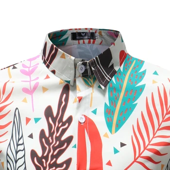 Coloful Lapai Spausdinami Marškinėliai Vyrams 2020 M. Visiškai Nauja, Ilgomis Rankovėmis Plius Dydis Marškinėliai Vyrams, Atsitiktinis Atostogų Šalis Havajų Marškinėliai Vyrų Chemise