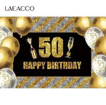 Laeacco Balionas 50-ojo Gimtadienio Juostelės Nudžiuginti Šventės Plakatas Portreto Fotografijos Fono Nuotrauką Fone Photostudio
