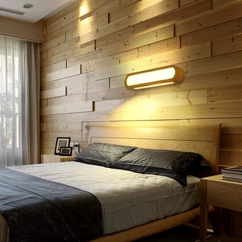 Kūrybos šiaurės miegamasis medienos sienos lempa 12W AC110-240V fojė studijų fone lempos Vonios kambarys LED veidrodis šviesos