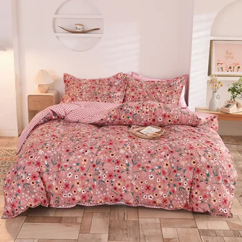 Šviežių gėlių spausdinti AB pusėje 2/3/4 paklode užvalkalas & antklode padengti lovos užvalkalai vieną Visiškai Karalienė Karaliaus šeimos Dydis