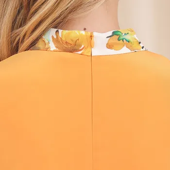 VTĮ orange 40mm sunkiasvoris šilko drugelis spausdinti koliažas kvadratinių kaklo balta arch adata lašas įrengtas suknelė A10609