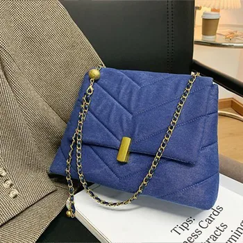 Naujas dizaineris medvilnės audinys didelis pečių krepšiai moterų retro grandinės krepšys moterų firminių rankinės ir piniginės prabanga 2020 m.