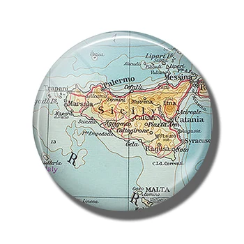Sicilija Žemėlapis 30MM Šaldytuvas Magnetas Palermo Respublikos Italija Žemėlapis Stiklo Kupolas Magnetinio Šaldytuvas Lipdukai obligacijos Turėtojui Namų Dekoro