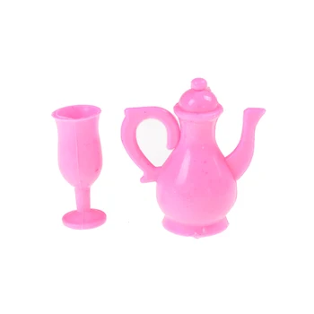 12Pcs/setcutePlastic lėlių virtuvės tablewares rožinės spalvos Mini Stalo Peilis Patiekalų Doll House Baldai, Dekoras
