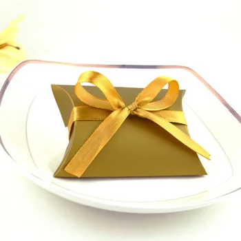 100vnt Mielas Aukso / Sidabro / Juoda Pagalvė Stilius Popieriaus Dovanų Dėžutės Vestuvių Nori Saldainių Dėžės + juostelės Kūdikių Dušas Šokolado dėžutė
