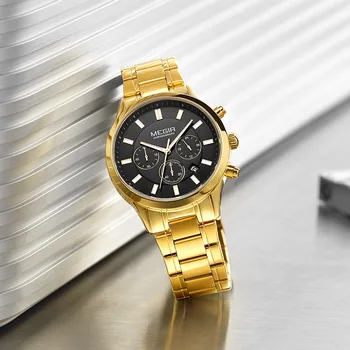 BAOGELA 2021 Prabanga Aukso laikrodis Vyrams iš Nerūdijančio Plieno Dirželis Chronograph Kvarcas Laikrodžiai, Šviesos Laikrodis Vyras