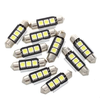 10 Vnt 1 LED Lemputė Lemputė T5 2721 12V Balta ir 36MM 10 Vnt Lemputės, Lempos, 3 LED 5050 SMD Baltos spalvos
