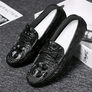 Žirniai batų mados atsitiktinis batų tendencijų tingus vyriški batai Britų stiliaus kvėpuojantis vairavimo batai laukinių vyriški odiniai batai