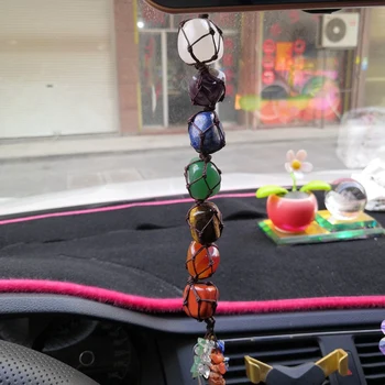 Karšto SV-Čakra Krito Akmuo Kutas Dvasinės Meditacijos Kabo Lange Ornamentu Natūralių Akmenų Automobilių, Namų Apdaila