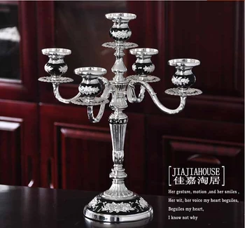 5arm metalo silverblack šviestuvai žvakių laikiklis žvakidė vestuvėms gold žvakių laikikliai aukso apdaila namo ZT006