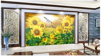 Custom 3d tapetai, 3d sienų freskomis tapetai Saulėgrąžų Gėlių tapetai Jūros Vaizdingas Gamtos Kraštovaizdžio freskos TV foną, sienos deocr