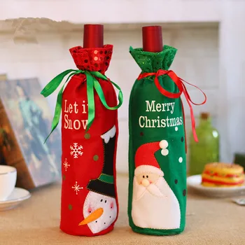 Nauji metai 2020 Metai Santa Claus Sniego Vyno Butelis Dulkių Dangtelį Noel Kalėdinė Dekoracija Namuose Vakarienė Dekoro Kalėdų Dovana Ornamentu
