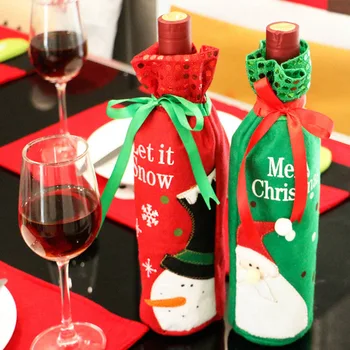 Nauji metai 2020 Metai Santa Claus Sniego Vyno Butelis Dulkių Dangtelį Noel Kalėdinė Dekoracija Namuose Vakarienė Dekoro Kalėdų Dovana Ornamentu