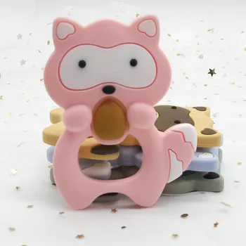 Mielas-Idėja 1pc Silikono Meškėnas Teether Gyvūnų Animacinių filmų BPA free Maisto Klasės Chewable Žindukas Kramtyti Krapinėjimas Saugus Grandinės vaikų Žaislų